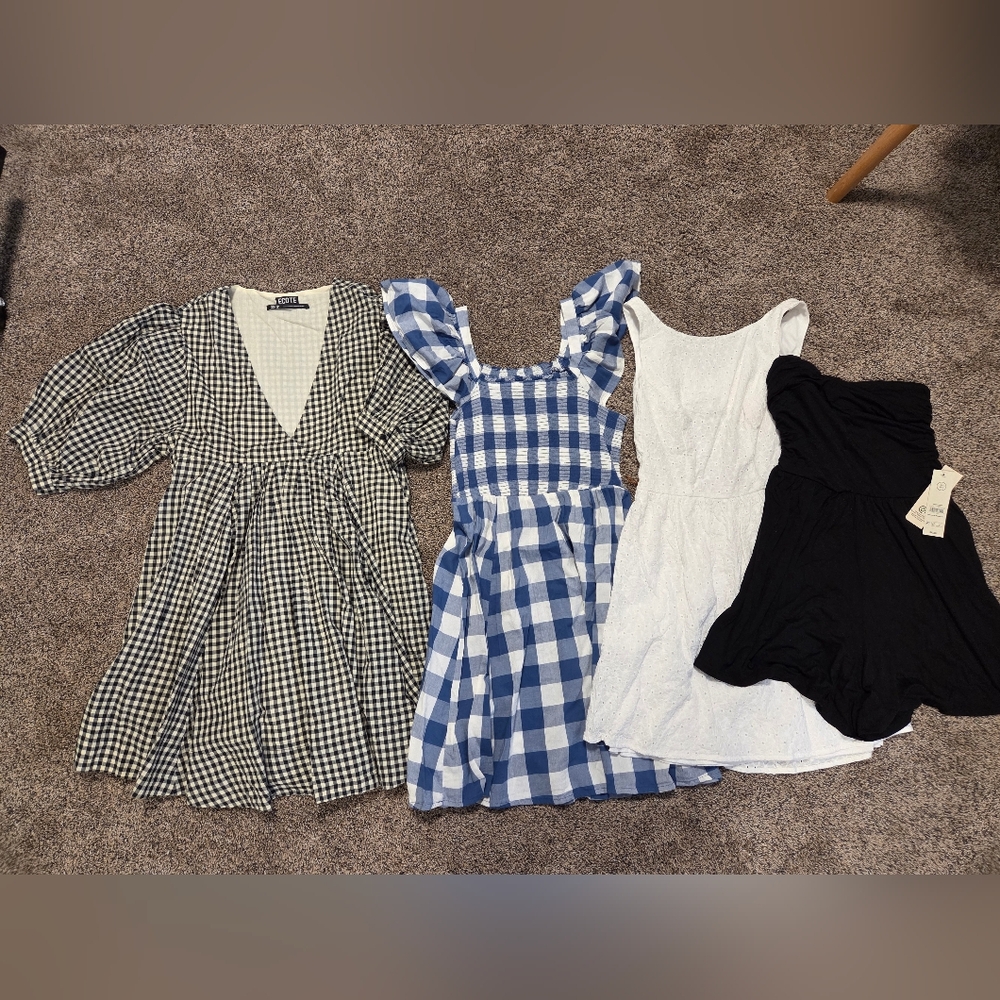 Ladies XS Dresses LOT! Ecote, ON, Deb, NB Black Romper Nwt! Gingham